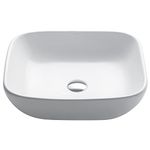 Kraus KCV-127 Modern Elavo Ceramic Soft Square Vessel Bathroom Sink, White