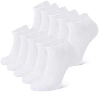 CLOSEMATE 10 Pairs Ankle Socks for Men Women Cotton Comfortable Non Slip Low Cut for Casual(10White, Size M)