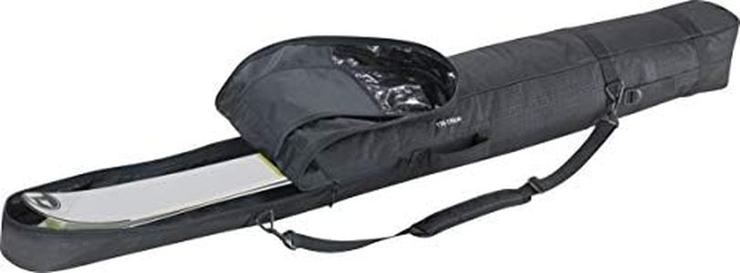 EVOC SKI Bag Skitasche, Reisetasche für Ski (weit aufklappbar, Komprimierungsgurte zur Anpassung des Packvolumens, Abnehmbarer Schultergurt, Ski bis 195 cm, Platz für Stöcke), Schwarz
