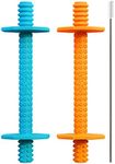 Lull Kids Hollow Teething Tubes - Baby Teething Toys for Babies 0-6 Months, Teething Toys for Babies 6-12 Months - Baby Teether, Teething Straws, Teething Sticks (Blue/Orange)