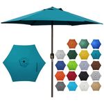 Blissun 7.5 ft Patio Umbrella, Yard Umbrella Push Button Tilt Crank (Cerulean)
