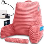 Homie Reading Bed Rest Pillow with Reading Light and Wrist Support, Has Arm Rests, and Back Support for Lounging, Reading, Working on Laptop, Watching TV (Pink)