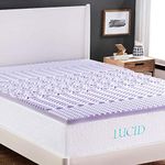 LUCID Mattress Topper, Foam, Lavender, King