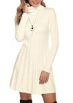 Gyabnw Winter Jumper Dresses Women UK Knitted Sweater Dress Round Neck Tunic Pullover