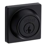 Weiser Elements Matte Black Square Deadbolt Lock, ANSI/BHMA Grade 3 Certified Front Door Lock, Kick Proof, Bump Proof & Anti-theft Exterior Door Lock with Key, Traditional Door Locks for Entry Door