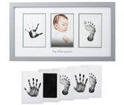 Pearhead Newborn Babyprints Photo Frame Baby Handprint and Footprint Keepsake Kit, Gender-Neutral Nursery Decor, Baby Accessory for New and Expecting Parents, Gray