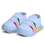 FootStation: Kid's LED Light-Up Shoes | Age 18M to 5Y | Soft Insole | Durable Lights | Breathable | Jugnu 5-10 (White, 18 Months)