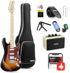 Donner Electric Guitar, DST-152S 39" Electric Guitar Kit HSS Pickup Coil Split, Guitar Starter Pack for Adult Beginners with Amp, Bag, Accessories, Sunburst