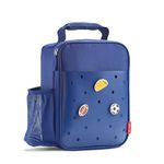 Fit & Fresh Charm Lunch Bag for Kids, Thermal Insulated Lunch Box for Kids Boys & Girls with Shoe Charm Slots for Personalization, School Lunch Box, Navy