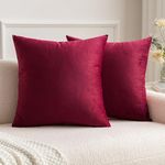 MIULEE Pack of 2 Christmas Velvet Soft Decorative Square Throw Pillow Case Cushion Covers Luxury Pillowcases for Livingroom Sofa Bedroom with Invisible Zipper 50cm x 50 cm,20x20 Inches Wine Red