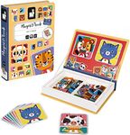 Janod Magnetibook 80 pc Magnetic Mix and Match Animal Faces Game for Creativity and Motor Skills. Book Shaped Travel/Storage Case Included - S.T.E.M. Toy for Ages 3+, Multicolor