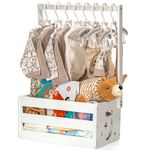 GiftAmaz White Wooden Baby Shower Crate Closet, Baby Storage Crate with Handle, Basket for Baby Shower Gifts, Welcome Gift Basket for Newborn Boys Girls, Pregnancy Gifts for New Parents