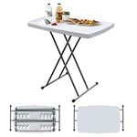 SDHYL Portable Folding Table for Indoor and Outdoor,Utility Folding Camping Table,Small Plastic Card Table for Picnic Table,Party Table,Barbecues Table,White,29.9 inch