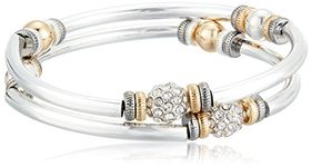 NINE WEST Women's Tri Tone Bangle Bracelet, One Size, Rhinestone