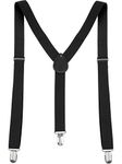 sourcing map Women's Suspenders Metal Clips Adjustable Elastic Band Y Shaped Suspender One Size Dark Black