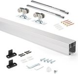 MaxxGeek 4FT/48in Pocket Door Hardware Kit,Commercial Grade Sliding Pocket Door Hardware and Track Set with Soft Close Mechanism Suitable for Wide Single Door