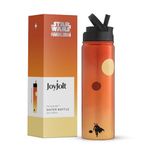 JoyJolt Stainless Steel Star Wars Water Bottle 22 oz with Straw Lid, BPA-Free Sports and Travel Vacuum Insulated Water Bottle, The Mandalorian Destination Collection Tatooine Bottle, Star Wars Gifts