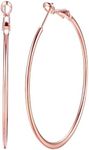 60mm Stainless Steel Big Rose Gold Silver Fashion Hoop Earrings For Women Girls Large Hypoallergenic Dainty Hoops For Sensitive Ears 2.36", Metal