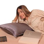 FURBO Mulberry Silk Pillow Cover Solid Pillow Cases For Hair And Skin Anti Aging Anti Hair Fall Anti Acne Hypoallergenic 22 Momme 6A Grade 600 Thread Count 70 X 40.6 Cm Pack Of 1 Charcoal Grey