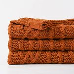 BATTILO Home Caramel Chenille Throw Blanket for Couch, Soft Warm Cozy Knit Boho Blanket for Halloween Decor, Farmhouse Rust Decorative Fall Throw Blanket, 51" x 67"