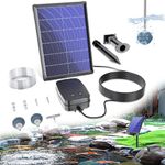 Biling 4W Solar Pond Aerator, Solar Pond Air Pump for Outdoor Fish Ponds with 2200mAh Battery, 3 Modes 2 Air Stone for Pond Oxygenator for Backyard Koi Hydroponic Aquaculture