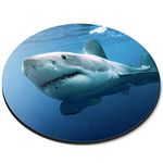 Great White Shark Underwater - Flexible Round 5mm Rubber Mouse Mat Pad Office Home Novelty Printed Desk Accessory 21643