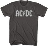 American Classics AC/DC Hard Rock Band Music Group Grey Logo Adult T-Shirt Tee, Black, Large