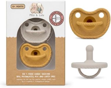 Mila & Lulu Round Silicone Pacifiers (Set of 2) – 100% Food-Grade, One-Piece Design, Soft Round Nipple, Airflow Shield, Multi-Use Pacifier & Teether for Newborns and Infants 0+ Months - Cloud/Sun