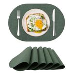 Faux Leather Placemats Set of 6, Heat Resistant Non-Slip Table Mats Washable Place Mats for Dining Table (Set of 6, Green)