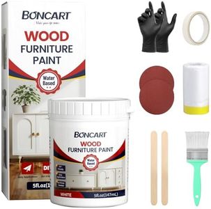 Boncart Wood Furniture Paint Kit, 5 FL.OZ Water-Based Wood Paint For Furniture, Cabinets, Tables, Doors, No Primer Needed, Non-Toxic, Easy Application (White)