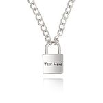 Zakally Custom Padlock Necklace Personalized Engraved Lock Necklace for Men Women (sty1)