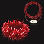 Lexton 36 Feet Red LED Decorative String Light with 5 Meter Flexible Twisted Extension Wire 2 Pin Male-Female Socket Combo for Indoor, Outdoor, Diwali, Christmas, Wedding, Party, Festival Decoration