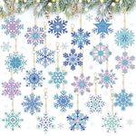 Dremisland 24PCS Christmas Diamond Painting Keychain 5D DIY Diamond Painting Kit Double Sided Snowflake Hanging Diamond Ornaments for Christmas Decoration DIY Crafts (Snowflake-24PCS)