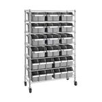 Seville Classics Heavy Duty NSF Bin Rack Solid Steel Wire Shelving Storage Unit, Patented Organizer for Garage, Warehouse, Office, Restaurant, Classroom, Kitchen, Gray, Includes 16 Bins