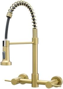 AIMADI Brushed Gold Kitchen Faucet,Wall Mount Faucet 8 Inch Center