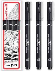 Uni Pin Fineliner - Bolígrafo de dibujo (tinta negra, en caja de regalo, 3 unidades, 1 mm)
