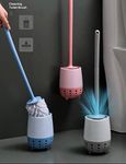 Homecloud Toilet Brush|Wall Mounted Toilet Cleaning Brushes|Brushes For Bathroom Cleaning Japanese Designed Modern Design With Soft Bristle Can Also Be Wall Hanged. (Blue/Grey/Pink) - Plastic