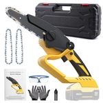 Mini Chainsaw 6-Inch for Dewalt 20V MAX Battery, Cordless Power Chain Saw with Security Lock, Brushless Handheld Electric Wood Cutting Tree Trimming (Battery Not Included)…