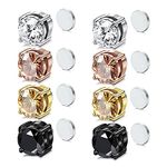 Vissen 4 Pairs CZ Magnetic Earrings For Women lymphatic Weight Loss Acupuncture Earrings Non Pierced Magnetic Clip On Earring For Men