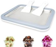 Rolled Ice Cream Maker Instant Ice Cream Maker with 2 Spatulas Frozen Yoghurt Plate Homemade DIY Instant Gelato Pan/Roll (Light Blue)
