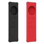 AWINNER 2 Pack Case Compatible with 2022 Apple TV 4K Siri Remote 3rd Gen, Compatible with 2021 Apple TV Siri Remote 2nd Gen -Lightweight [Anti Slip] Shock Proof Silicone Cover(Black/Red)