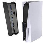 PS5 USB Hub, Joso PS5 Extension USB Type C 3.1 High Speed Transmission Extender with 4 USB + 1 USB Charging Port + 1 USB C Port Converter Splitter – Black