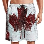 Horuhue Swim Shorts Men Quick Dry Swim Trunks Summer Beach Board Shorts for Men Bathing Suits with Pockets and Mesh Lining Maple Leaf (XXXL) Red