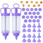 Qixuer Cream Syringe, Pastry Syring 2 Sets 19-In-1 Baking Tools Cake Decorating Tool Pastry Press Biscuit Manual Biscuit Cookie Press Garnish Syringe With 10 Molds And 8 Nozzles X2