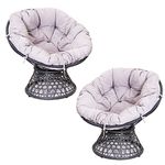 Signature Homes and Gardens SH&G Rattan Papasan Nest Swivel Chairs with Cushions | Garden & Patio Papasan Chair | Indoor/Outdoor | Two Seat Set