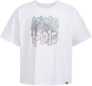 adidas Girls' Short Sleeve Tee T-Shirt, White with Multicolor, X-Large