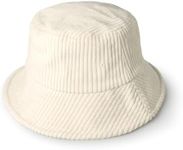 CHOK.LIDS Everyday Corduroy Bucket Hat Unisex Trendy Soft Warm Lightweight Outdoor Fisherman Fun Vacation Getaway (Ivory)