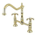 Kingston Brass KS1172TX French Country 8" Center Set Kitchen Faucet Without Sprayer and with 8-3/4" spout Reach, Polished Brass