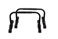 Allyson Fitness Steel Heavy Duty Folding Parallettes Dip Bars Push Up Stand for Cross-fit, Calisthenics, Gymnastics, Body Weight, Black