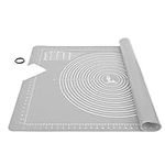 Extra Large and Thick Non-Stick Silicone Baking Pastry Mat with Dough Scraper, Non-Slip Fondant Rolling Mat Kneading Board Mat, BPA Free, Epoxy Resin Crafts Jewelry Casting Mould Mat (71x51cm, Grey)